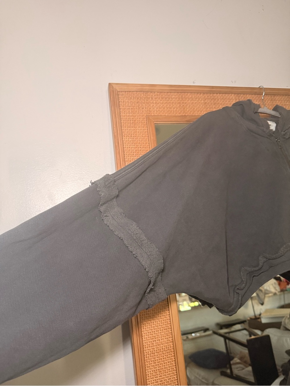 ♡ Joah Brown NWOT Deconstructed Crop Hoodie in Washed Black - Picture 11 of 16